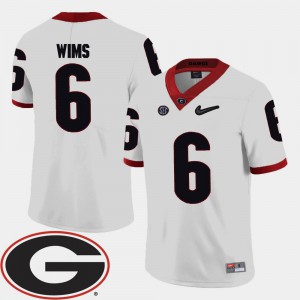 University of Georgia Javon Wims Jersey #6 White 2018 SEC Patch For Men's Player College Football 994162-635