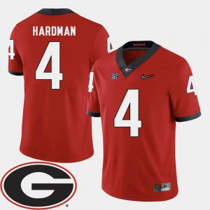 Red 2018 SEC Patch College Football Georgia Bulldogs Mecole Hardman Jersey #4 High School Men's 936951-822