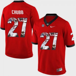 Georgia Bulldogs Nick Chubb Jersey Pictorial Fashion Red Stitch Men's #27 643168-667