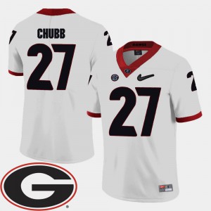 UGA Bulldogs Nick Chubb Jersey College Football Men White 2018 SEC Patch Official #27 458998-442