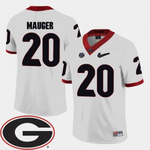 Men College Football High School GA Bulldogs Quincy Mauger Jersey #20 White 2018 SEC Patch 538239-855