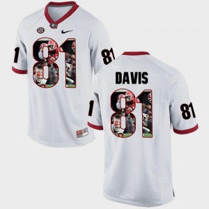 #81 White Pictorial Fashion Embroidery UGA Bulldogs Reggie Davis Jersey Mens 580901-592