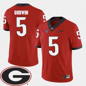Red 2018 SEC Patch For Men's #5 College Football GA Bulldogs Terry Godwin Jersey University 772764-416
