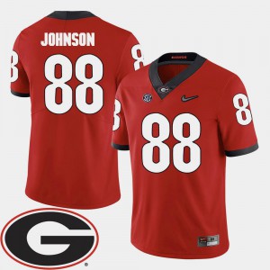 Men Red #88 Georgia Toby Johnson Jersey College College Football 2018 SEC Patch 861511-986