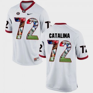 For Men's Pictorial Fashion #72 Stitched Georgia Bulldogs Tyler Catalina Jersey White 636746-952
