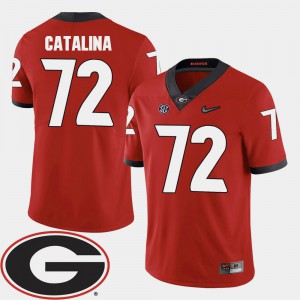 2018 SEC Patch #72 Men GA Bulldogs Tyler Catalina Jersey College Football Embroidery Red 414400-946