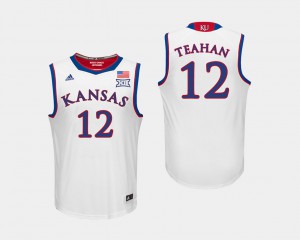 College Basketball #12 Kansas Chris Teahan Jersey White Men Stitch 476113-517