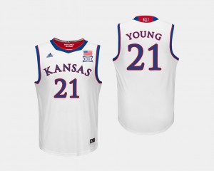 Alumni White For Men College Basketball #21 Jayhawks Clay Young Jersey 732454-702