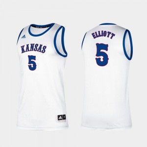 Kansas Jayhawks Elijah Elliott Jersey White Classic #5 Men's University College Basketball 706980-166
