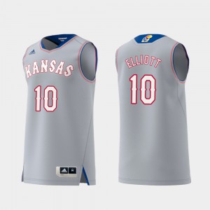 Swingman College Basketball For Men's Gray University of Kansas Elijah Elliott Jersey Stitched #10 Replica 566596-245