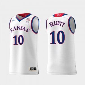 Replica KU Elijah Elliott Jersey White Men's Swingman College Basketball Embroidery #10 177961-340