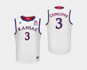#3 College Basketball NCAA White Mens Kansas Jayhawks Sam Cunliffe Jersey 578733-333