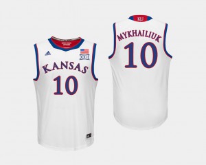 University of Kansas Sviatoslav Mykhailiuk Jersey #10 Stitched White For Men's College Basketball 624214-257