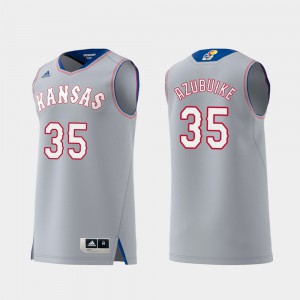 #35 Kansas Udoka Azubuike Jersey Replica Gray Men's Swingman College Basketball Embroidery 928897-656