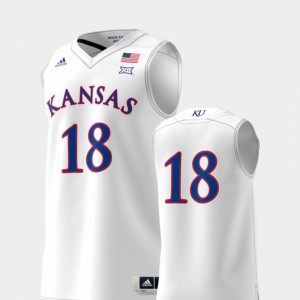 NCAA University of Kansas Jersey #18 White Basketball Swingman College Replica Men 497828-294