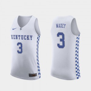 White Men Official College Basketball University of Kentucky Tyrese Maxey Jersey #3 Replica 272903-742