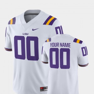 Mens LSU Tigers Custom Jersey Player #00 White College Football 2018 Game 875462-701