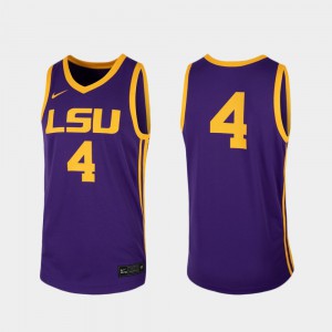 Stitch #4 College Basketball Louisiana State Tigers Jersey Men's Replica Purple 746049-411