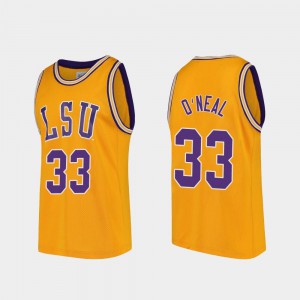 College Basketball High School Gold Replica LSU Tigers Shaquille O'Neal Jersey #33 Mens 159190-712