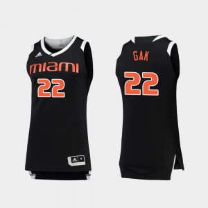 For Men College Basketball Stitched Miami Hurricanes Deng Gak Jersey #22 Black White Chase 470488-866