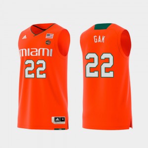 #22 Orange Swingman College Basketball Replica University For Men's Miami Hurricanes Deng Gak Jersey 178224-249