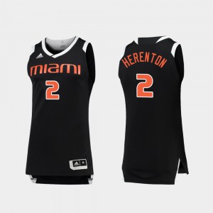 University of Miami Willie Herenton Jersey For Men Black White College Basketball Chase Embroidery #2 199998-642