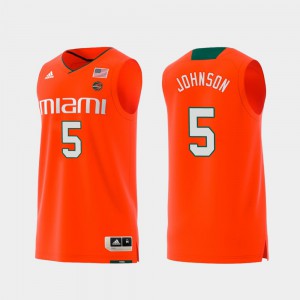 Stitch Miami Zach Johnson Jersey Swingman College Basketball Orange #5 For Men's Replica 935254-804