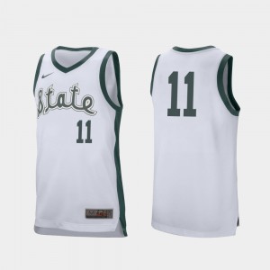Mens Retro Performance #11 Embroidery College Basketball Michigan State University Aaron Henry Jersey White 807203-160