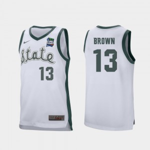 Mens #3 White Michigan State Gabe Brown Jersey 2019 Final-Four Retro Performance College 795312-998