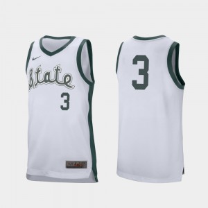 College Basketball Retro Performance For Men's White Michigan State University Gabe Brown Jersey #3 Official 988285-665