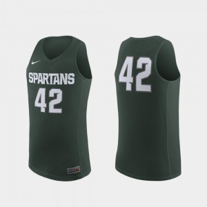 Player College Basketball Michigan State Spartans Jersey Replica Green #42 Men's 377351-544