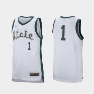 #1 White Retro Performance Official Michigan State Spartans Joshua Langford Jersey For Men's College Basketball 427728-789