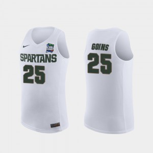 Spartans Kenny Goins Jersey #25 White For Men 2019 Final-Four Embroidery Replica 992250-454