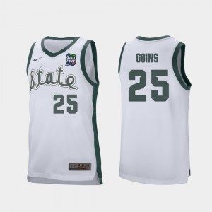 Spartans Kenny Goins Jersey Mens NCAA #25 White 2019 Final-Four Retro Performance 522290-820