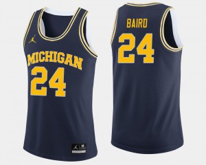 Player #24 College Basketball Navy Michigan C.J. Baird Jersey Men 637785-824