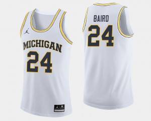 Official White #24 Mens College Basketball Michigan Wolverines C.J. Baird Jersey 856780-913