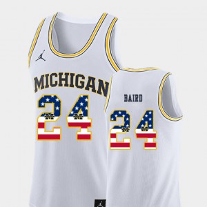 Wolverines C.J. Baird Jersey For Men's White #24 USA Flag NCAA College Basketball 571089-376