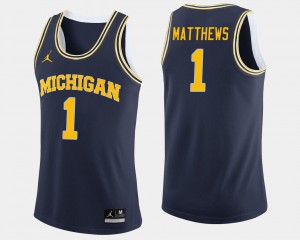 #1 Stitch Michigan Charles Matthews Jersey Navy College Basketball Mens 436541-403