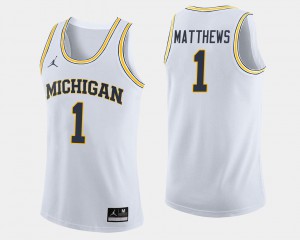 Mens College Basketball Michigan Charles Matthews Jersey #1 White University 800510-649
