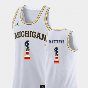 University of Michigan Charles Matthews Jersey USA Flag White Stitched For Men's College Basketball #1 593858-158