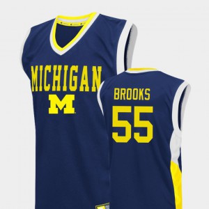 Men's College Basketball Fadeaway NCAA Michigan Eli Brooks Jersey Blue #55 286536-383