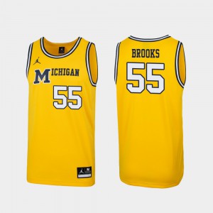 #55 1989 Throwback College Basketball Michigan Wolverines Eli Brooks Jersey Men Replica Maize Alumni 918097-398