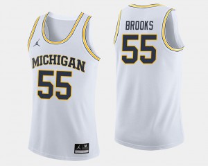 #55 For Men's Player White Michigan Eli Brooks Jersey College Basketball 857784-714