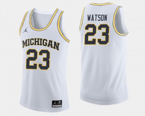 White Michigan Ibi Watson Jersey Stitched #23 Men's College Basketball 504856-745