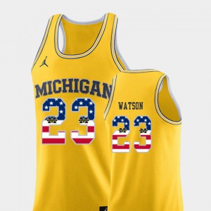 College Basketball For Men #23 Michigan Ibi Watson Jersey Yellow USA Flag Stitched 306034-248