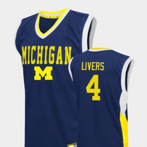 College Basketball Stitched For Men #4 Fadeaway Blue Michigan Isaiah Livers Jersey 377237-715