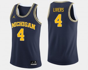 #4 University of Michigan Isaiah Livers Jersey College Navy College Basketball For Men 678330-384