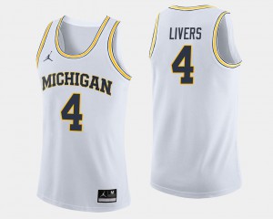 #4 Embroidery For Men's College Basketball White University of Michigan Isaiah Livers Jersey 480302-713