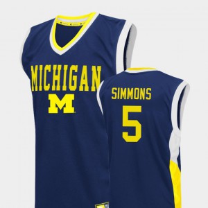 Blue #5 College Basketball Fadeaway Stitched Men Michigan Jaaron Simmons Jersey 876847-599