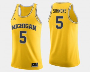 Maize College Basketball NCAA Michigan Jaaron Simmons Jersey #5 For Men's 153598-553